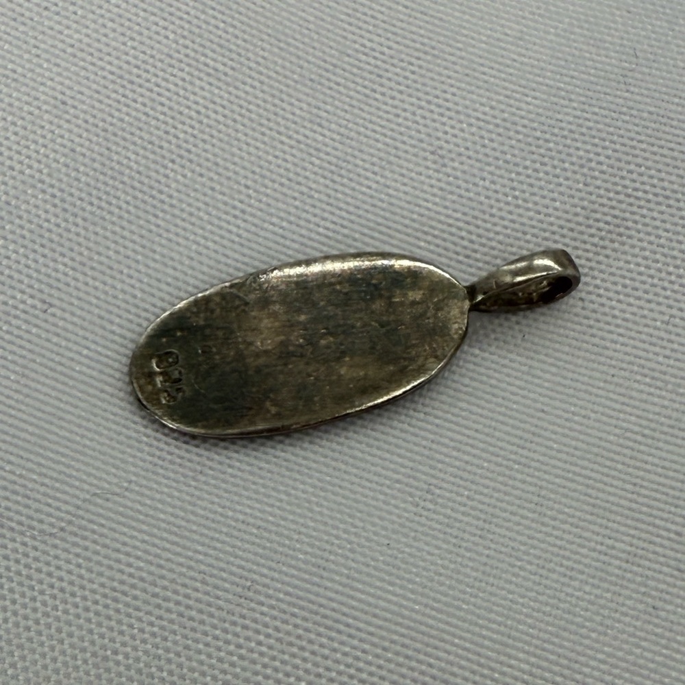 Sterling Silver Faith Charm Pendant Oval Handmade Inspirational Jewelry Gift - Picture 3 of 3